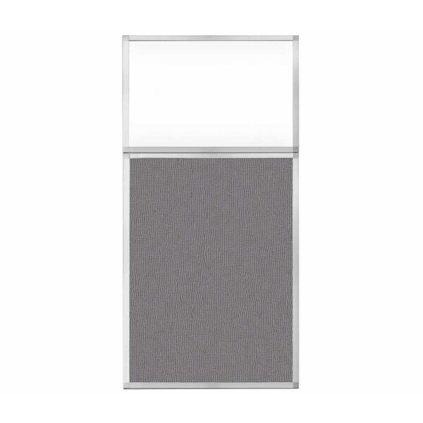 Hush Panel Configurable Cubicle Partition 3' x 6' W/ Window Slate Fabric Clear Window